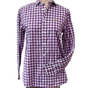 Polo Golf Ralph Lauren Women's Small Purple Gingham Button Down Shirt Cotton